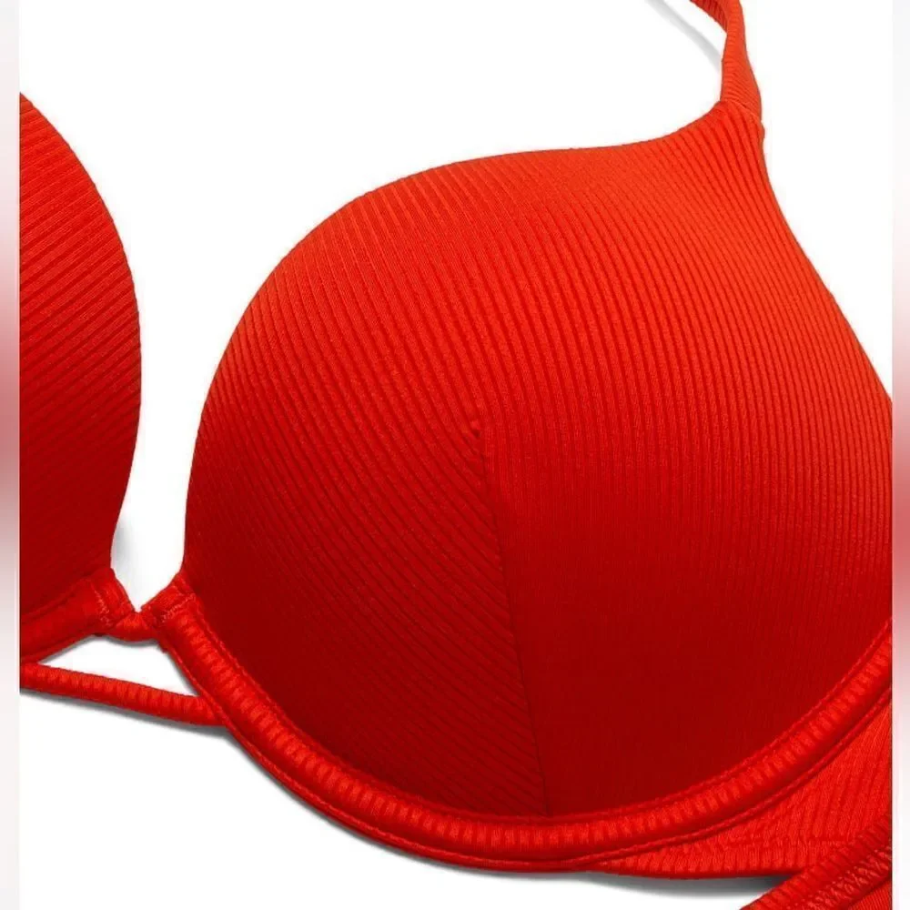 Victorias Secret Swim Bombshell Add-2-Cups Push Up Bikini Top Flame